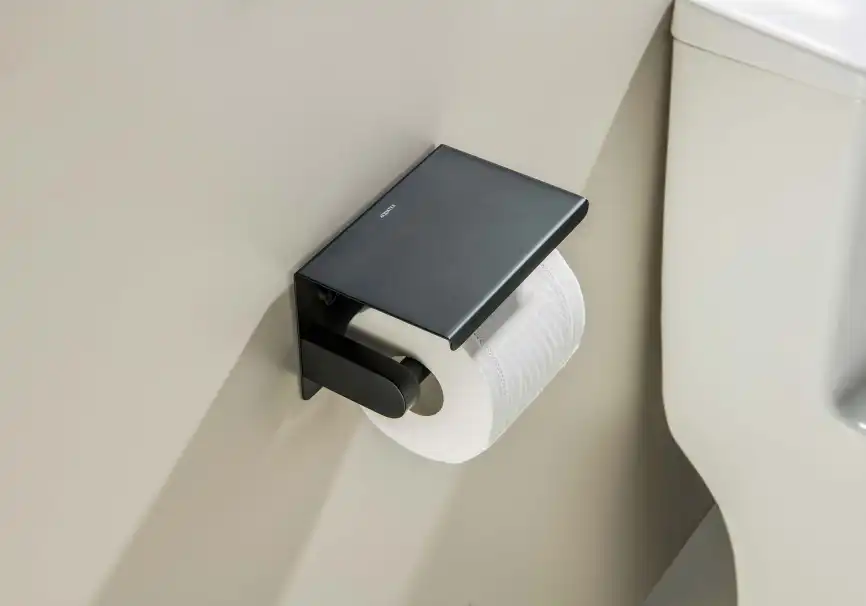 Держатель туалетной бумаги Aquatek Европа AQ4939MB с полкой, Черный матовый фото 4