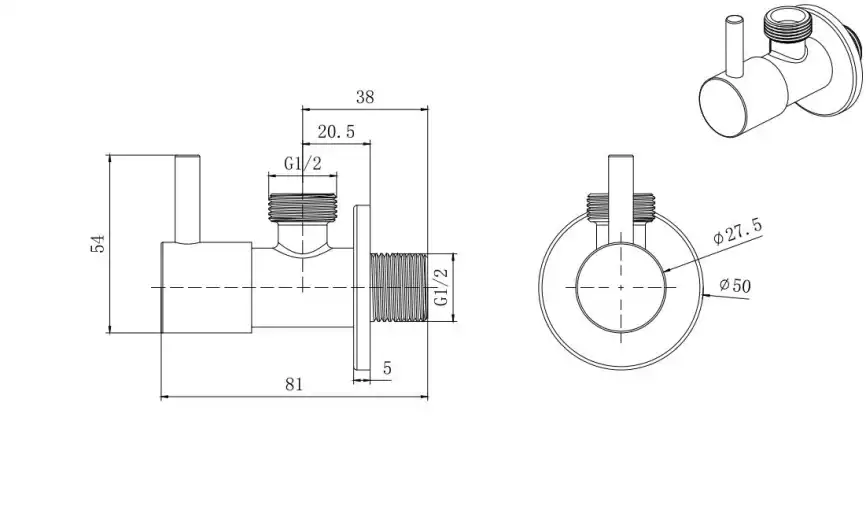 Запорный вентиль Aquatek угловой AQ2450MB, Черный матовый фото 2