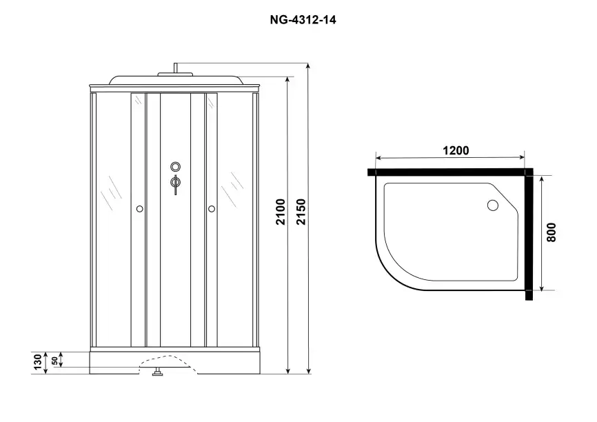 Душевая кабина Niagara Eco 120х80х215 NG-4312-14R низкий поддон фото 4