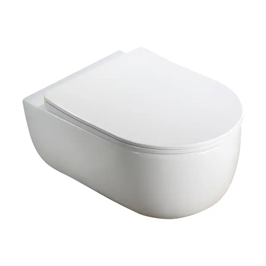 Унитаз подвесной AVS Диапазон 813-0009-L-T-GW безободковый, со смывом Торнадо, белый фото 1