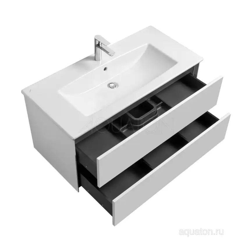 Тумба под раковину Aquaton Сохо 100 1A258201AJ010 подвесная цвет, белый глянец фото 5