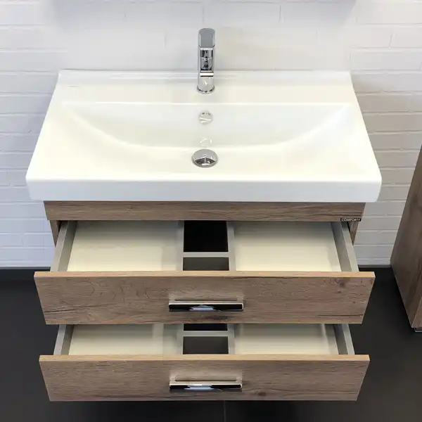 Тумба с умывальником Comforty Никосия 80П Дуб темный, 00-00008856 фото 4