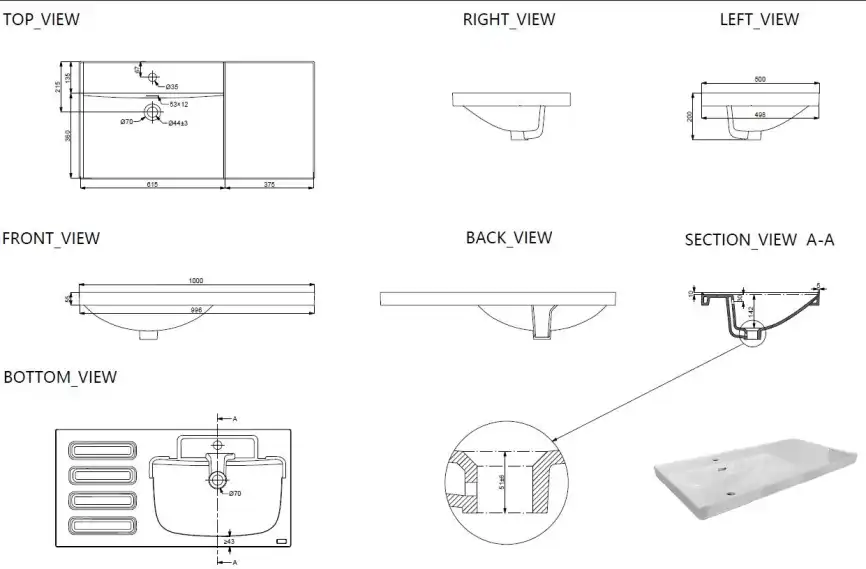Раковина Aquanet Side 100 левая, 347435 фото 2