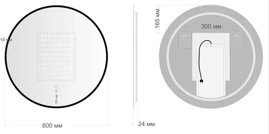Зеркало Aquanet Контур D 600 LED TX с подогревом, черный, 367664 фото 2