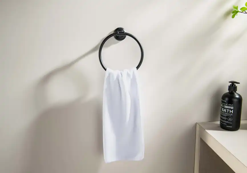 Держатель полотенец кольцо Aquatek Классик AQ4512MB, Черный матовый фото 3