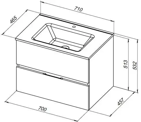 Тумба под раковину Aquanet Алвита New 70 2 ящика, антрацит 303908 фото 2