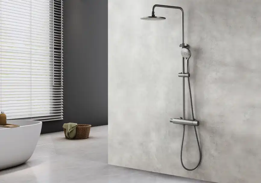 Душевая система Lemark Bronx LM3770GM для душа без излива, с верхним и ручным душем, Графит фото 3