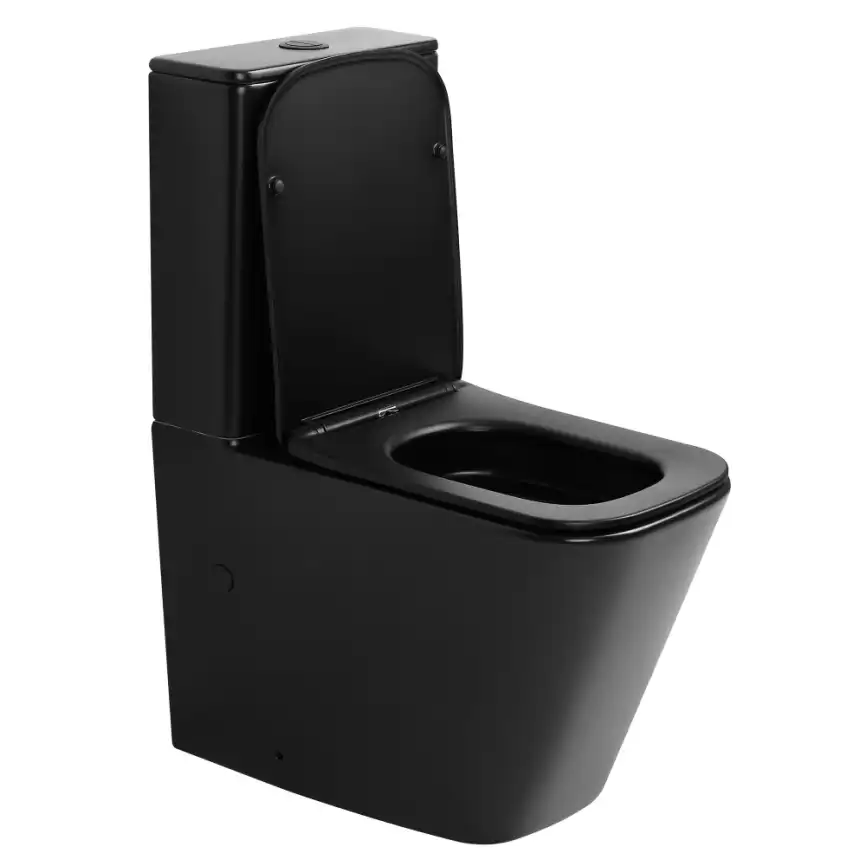 Унитаз-компакт ABBER Rechteck AC1210TMB черный матовый, безободковый, с бачком и сиденьем икролифт, смыв торнадо фото 4