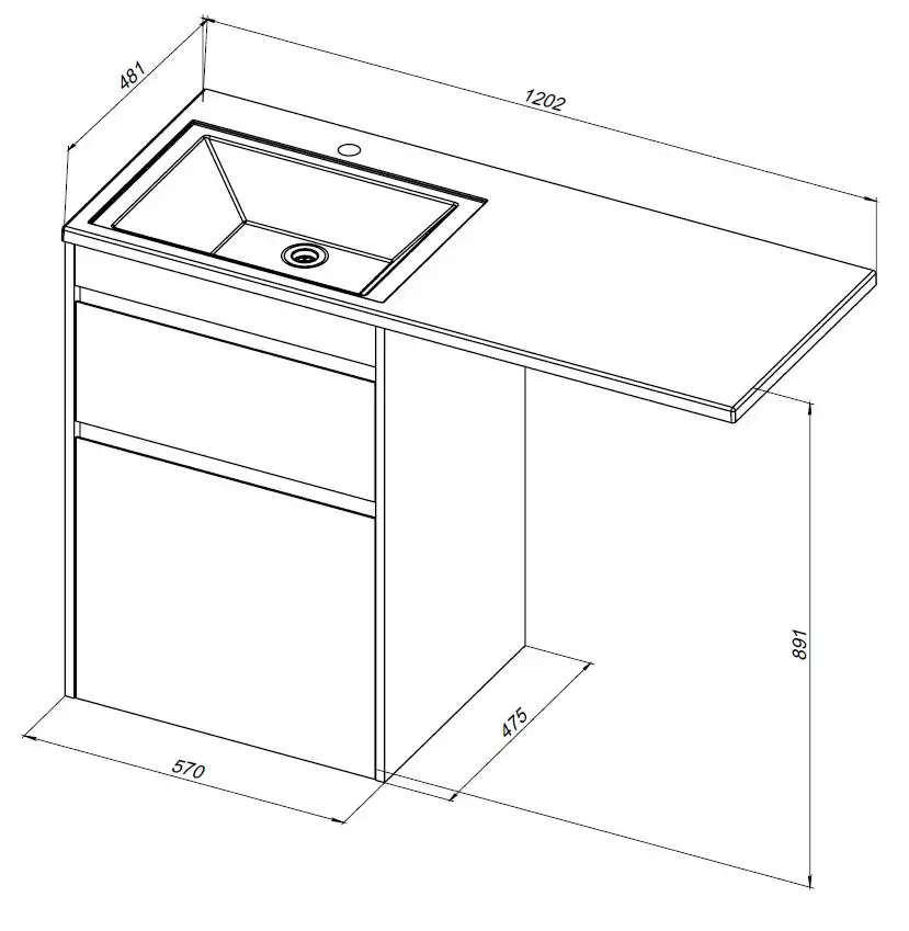 Тумба под раковину Aquanet Токио 120/58 дуб веллингтон (напольная 2 ящика) 333648 фото 2