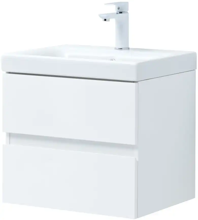 Тумба под раковину Aquanet Беркли 50 белый глянец (2 ящика) 302347 фото 7