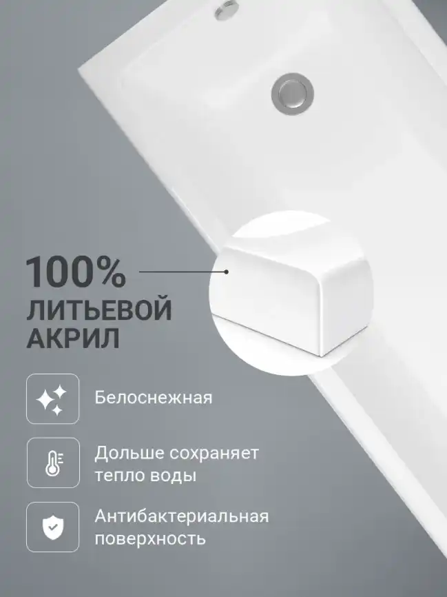 Акриловая ванна Aquatek Тея 175х70 прямоугольная TEI175-0000001, Белая фото 2