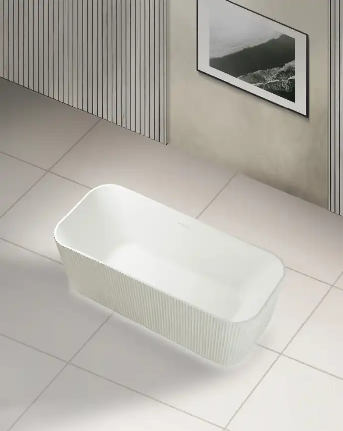 Ванна  Abber Stein 170х75 AS9663 из искусственного камня, Белая матовая фото 2