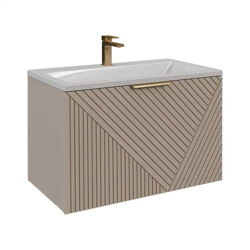 Тумба под раковину Grossman Блисс 60 подвесная, бежевый матовый (106045) фото 2