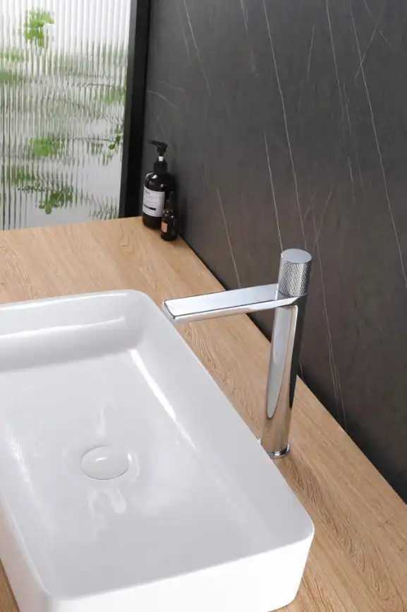 Смеситель для накладной раковины Abber Rund AF8711, с прогрессивным картриджем, высокий, Хром фото 2