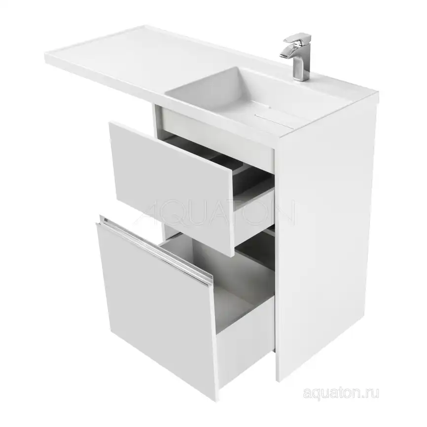Тумба под раковину Aquaton Лондри 120 под стиральную машину с фасадом 1A235901LH010 напольная цвет, белый глянец фото 4