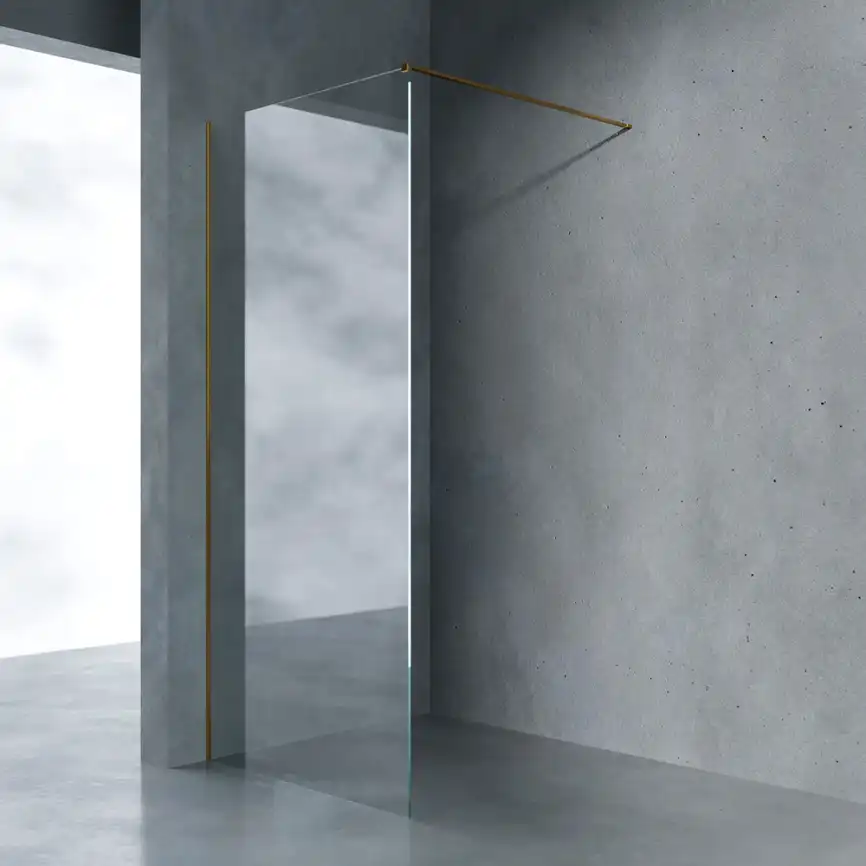 Душевая перегородка AVS Walk In 90 см профиль брашированное золото, стекло прозрачное, 803-0014-200-90-GB-T фото 1