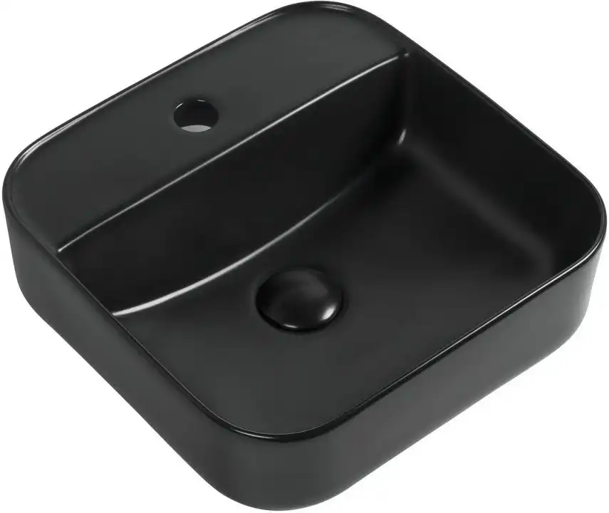Раковина накладная Aquanet CITY-2-MB 38,5х38,5х14 квадратная, Черная матовая фото 1
