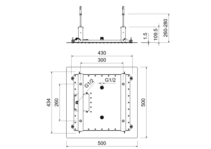 Верхний душ Aquatek встраиваемый AQ2082CR, Хром фото 2