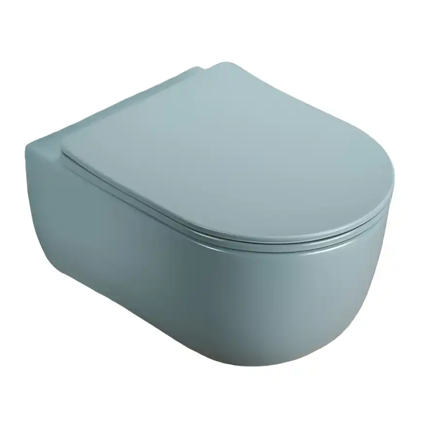 Унитаз подвесной AVS Диапазон 813-0009-L-T-MLG безободковый, со смывом Торнадо, зеленый матовый фото 1