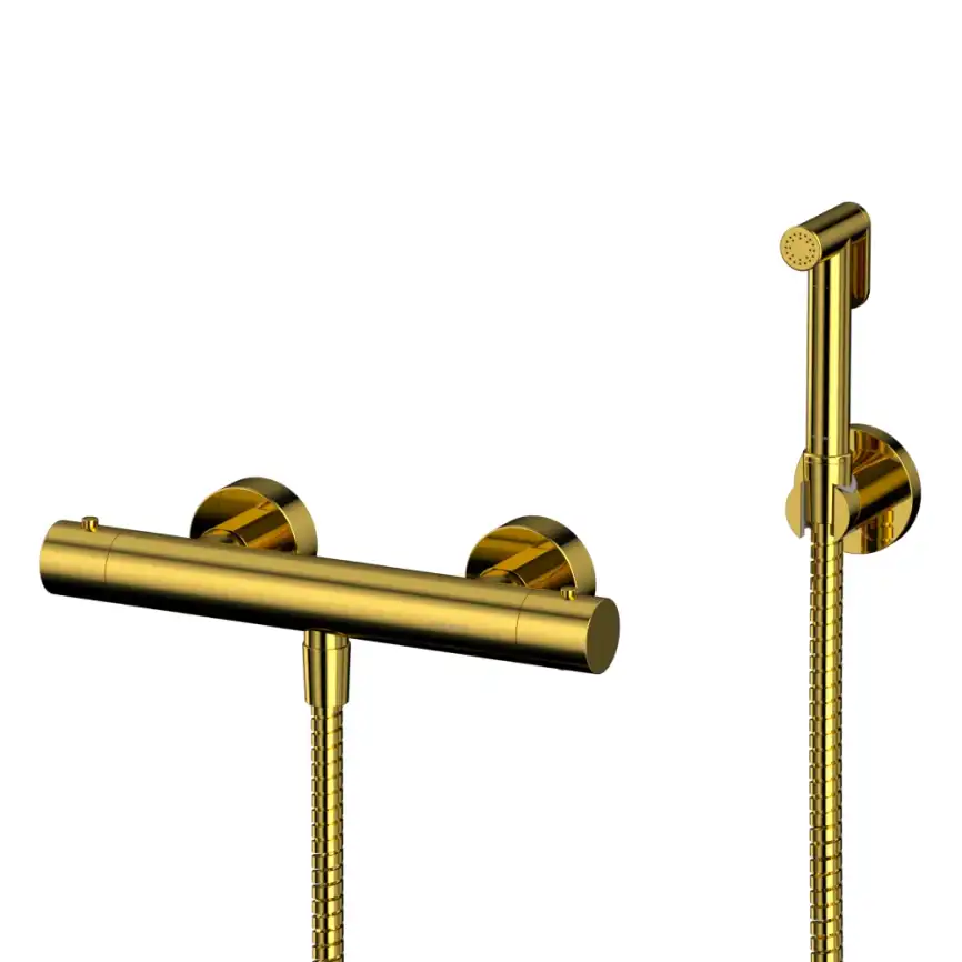 Смеситель с гигиеническим душем Whitecross Y gold наружного монтажа Золото глянцевое, SYSYBI3GL фото 1