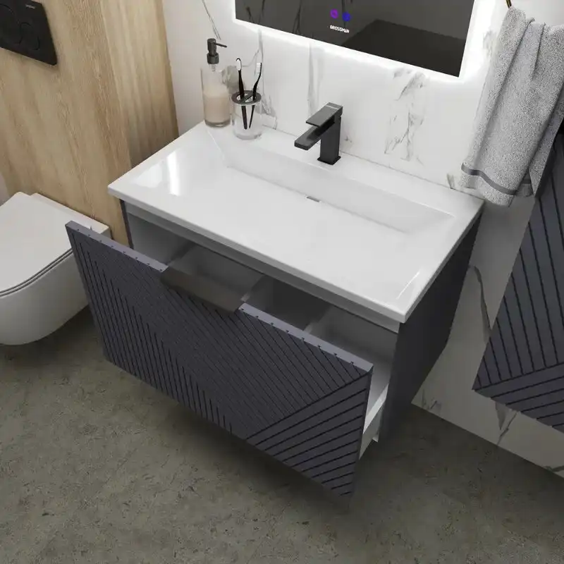 Тумба под раковину Grossman Блисс 60 подвесная, графит матовый (106043) фото 4