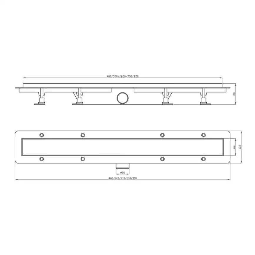 Душевой лоток PlastBrno 55 см, DESIGN 4 SZA7550 с решеткой под плитку, цвет Черный матовый фото 5
