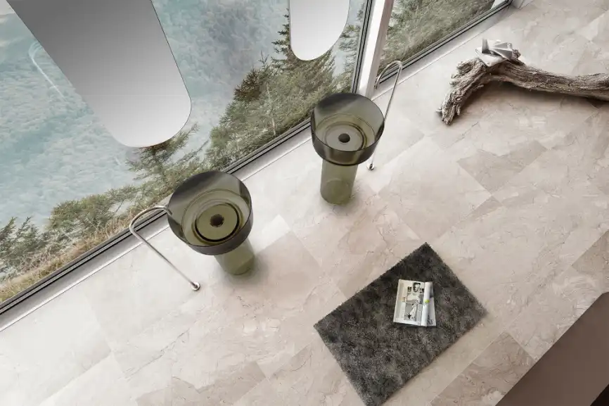 Раковина напольная ABBER KRISTALL 45х45х90 AT2702Vesuvian, круглая, оливковая фото 3