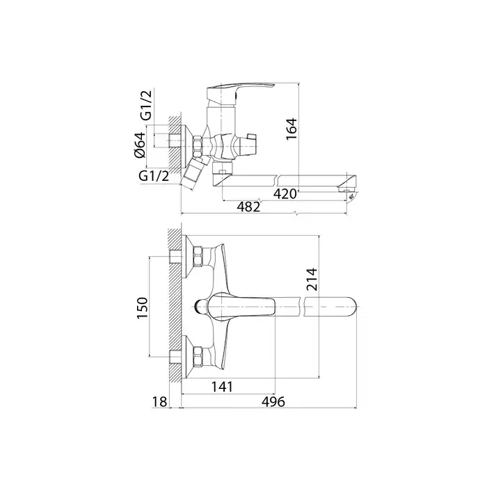 Смеситель для ванны IDDIS Ray RAYSBL2i10WA с длинным изливом цвет, Глянцевый хром фото 3