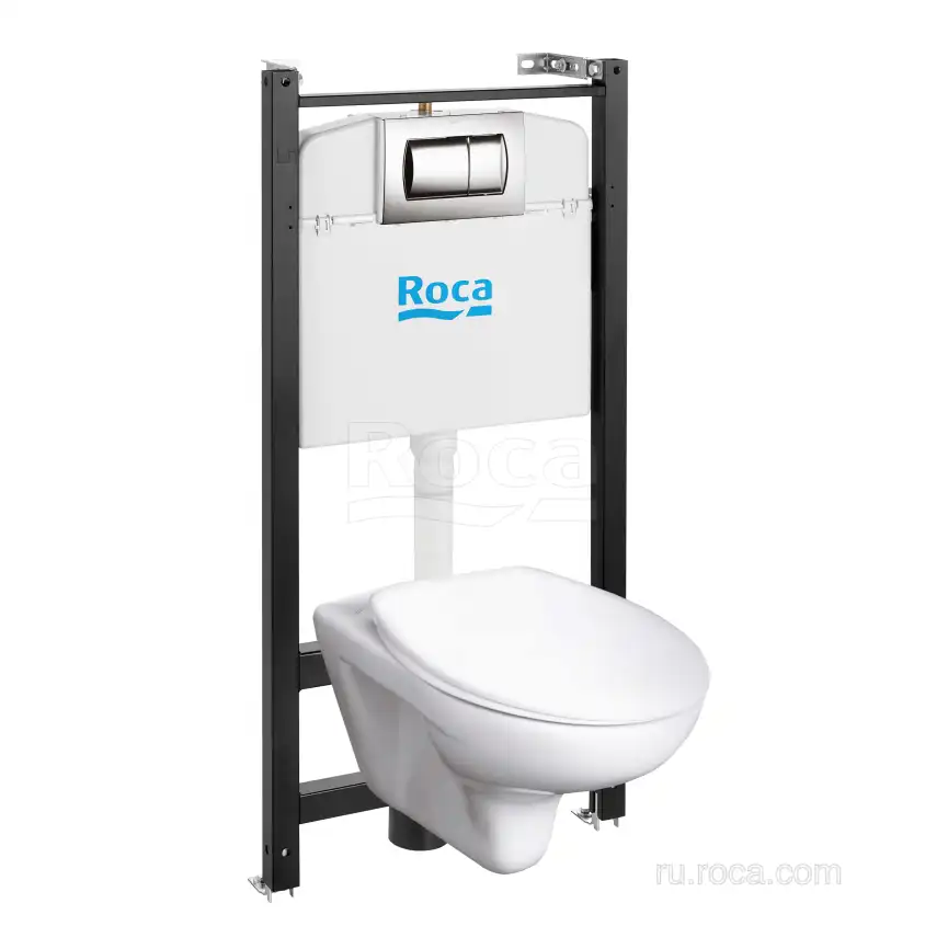 Комплект унитаза с инсталляцией Roca Mateo 893100010 подвесная чаша + инсталляция + сиденье + панель смыва Хром фото 1