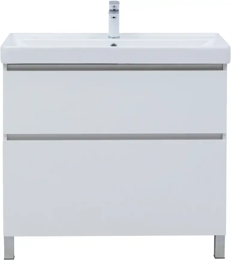 Тумба под раковину Aquanet Вега 90 напольная, белый глянец, 344124 фото 8