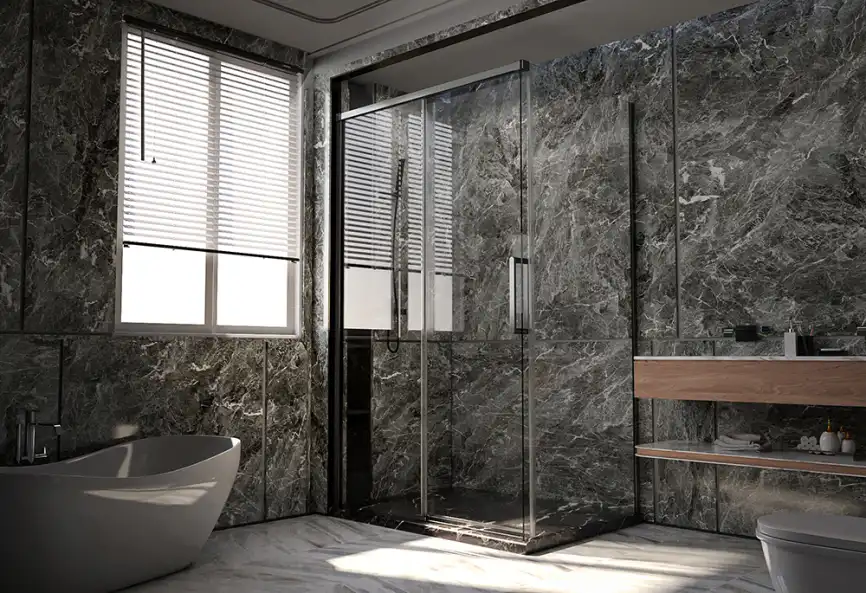 Душевой уголок  Veconi Premium Trento 120х80 PTC40-SP-12080-GR-01-C4, стекло Прозрачное профиль Брашированный графит фото 1
