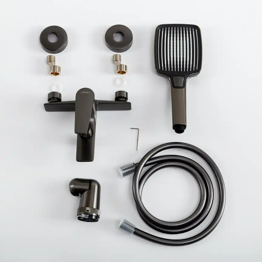 Смеситель для ванны и душа Cezares LINER-VD-GM, Оружейная сталь фото 4