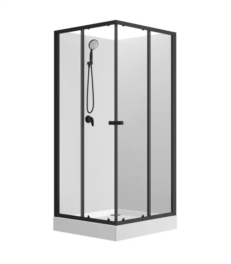 Душевая кабина Loranto 90х90 низкий поддон, прозрачное стекло, профиль Черный, CS-21801 фото 1