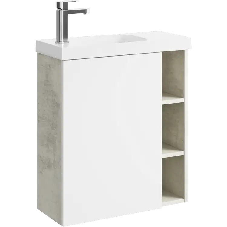 Тумба с раковиной подвесная Aqwella 5 Stars Alba 60 см, ALB0106LLS+ALB0706WM, цвет Камень натуральный фото 1