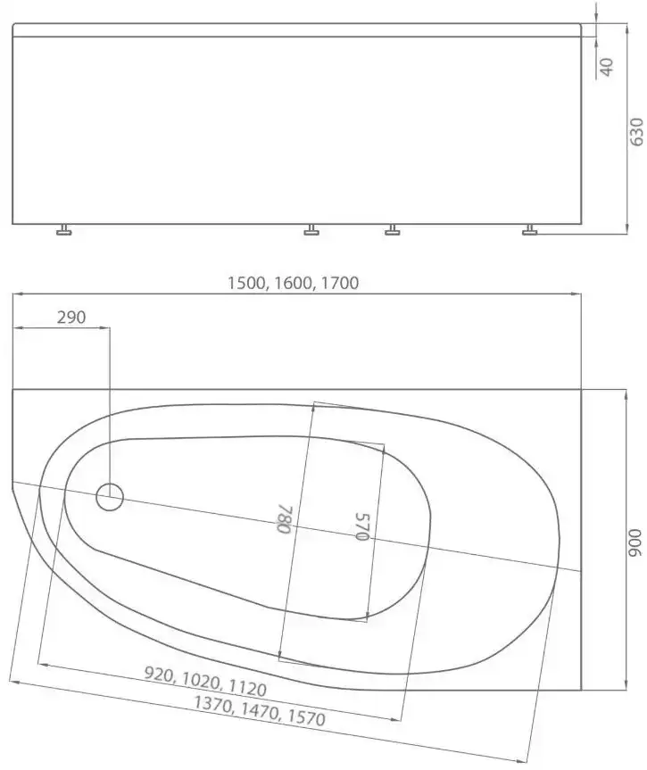 Акриловая ванна Aquatek Eco Friendly Дива 170х90 (без гидромассажа) правая фото 4