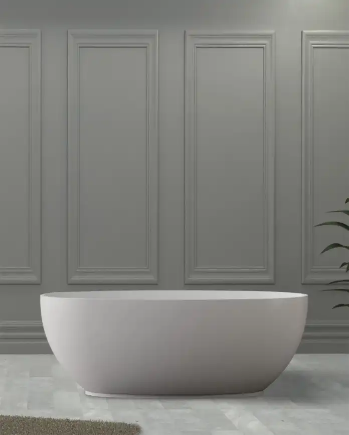 Ванна Abber Stein 150х80 AS9641-1.5 из искусственного камня, Белая матовая фото 2