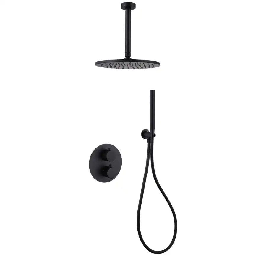 Душевая система ABBER Wasser Kreis AF8121B скрытого монтажа без излива, черная матовая фото 1