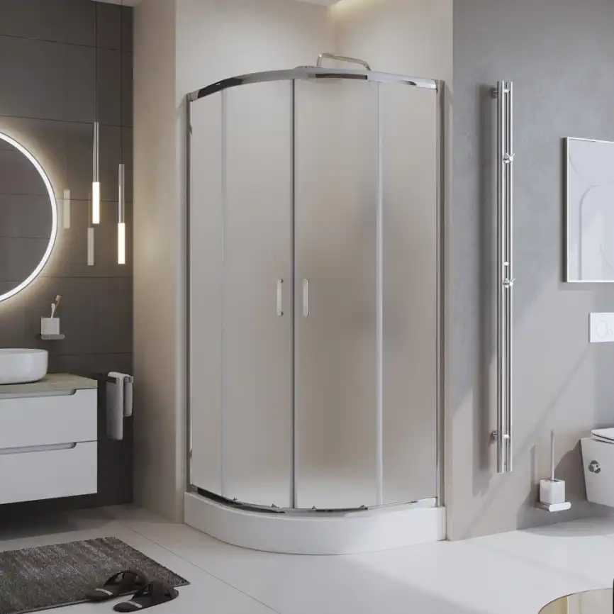 Душевой уголок BelBagno UNO-195-R-2-90-P-Cr профиль Хром стекло Рифленное фото 1