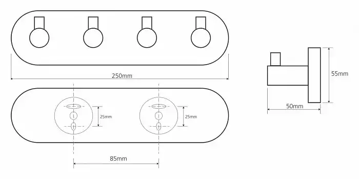 Планка с 4-мя крючками 25 см BEMETA OMEGA хром 104405212 фото 2