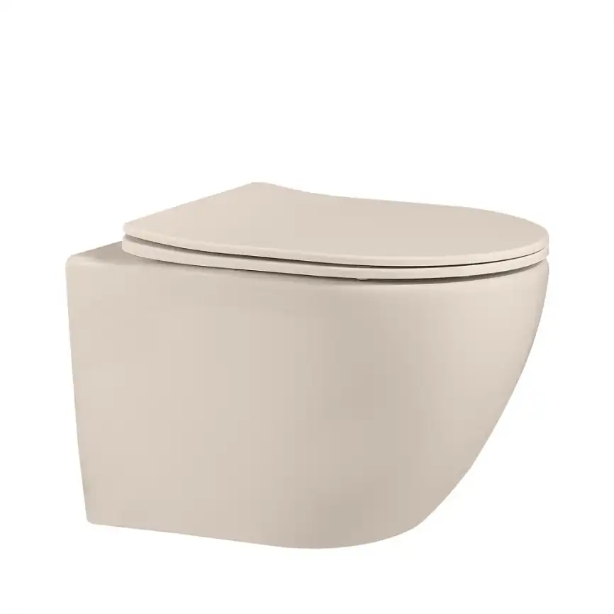 Подвесной унитаз ABBER Bequem AC1101MBE светло-бежевый матовый, безободковый, с сиденьем микролифт фото 1