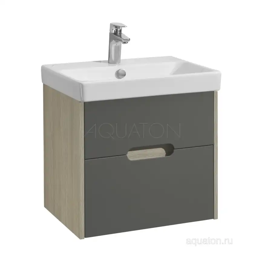 Тумба под раковину Aquaton Оливия 55 1A254201OLUG0 подвесная цвет, грей / дуб ойстер фото 1