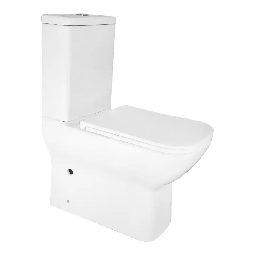 Унитаз-компакт Azario VARO AZ-2171 напольный, безободковый, в комплекте с бачком и сиденьем микролифт, Белый глянцевый фото 1