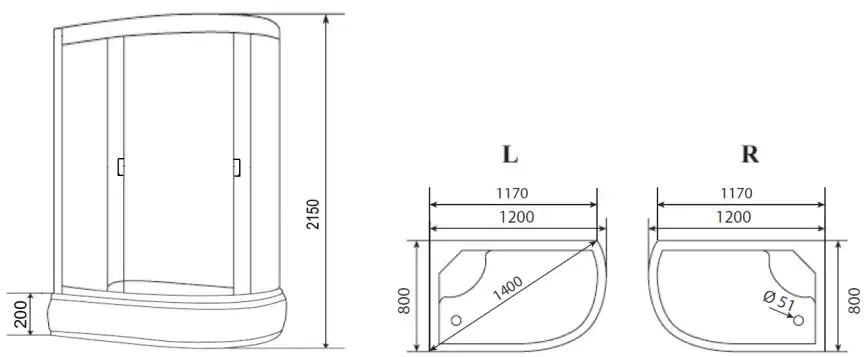 Душевая кабина Loranto 120х80 средний поддон, прозрачное стекло, профиль Черный, CS-66120-20R GB 120 фото 3