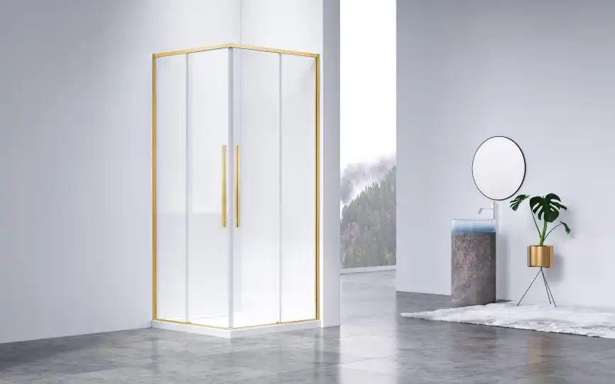 Душевой уголок Vincea Slim-N 100х90 VSS-4SN9010CLG, дверь раздвижная, профиль брашированное золото, стекло прозрачное фото 2