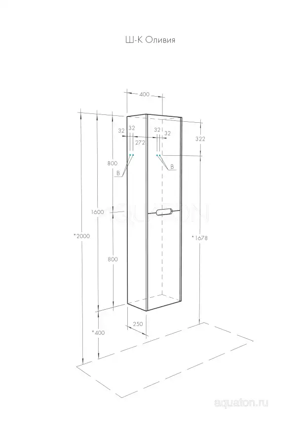Шкаф-пенал Aquaton Оливия 40 1A254603OLUG0 подвесной цвет, грей / дуб ойстер фото 4