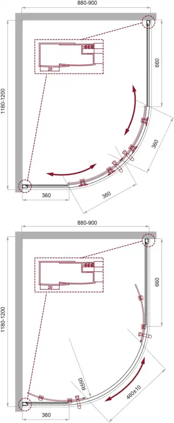 Душевой уголок BelBagno UNO-195-RH-2-120/90-C-Cr профиль Хром стекло Прозрачное фото 2