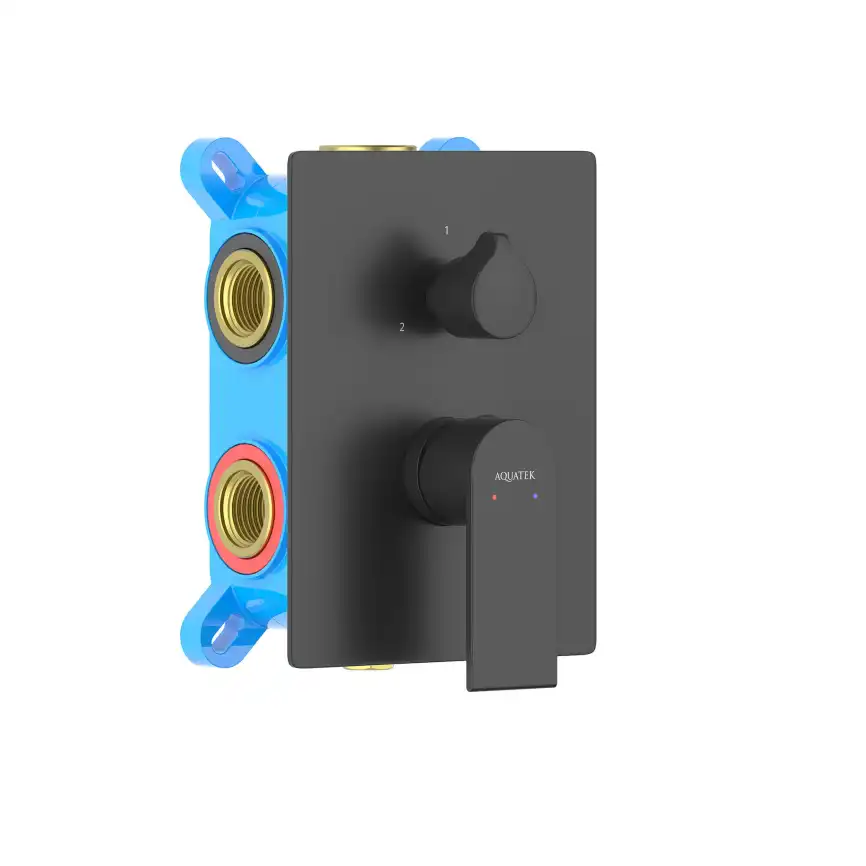 Смеситель для ванны с душем Aquatek Лира AQ1447MB встраиваемый, с внутренней частью, Черный матовый фото 1