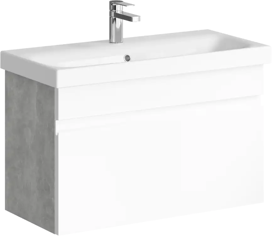 Тумба с раковиной подвесная Aqwella Smart 80 см, SRT0108BS, цвет Бетон светлый фото 1