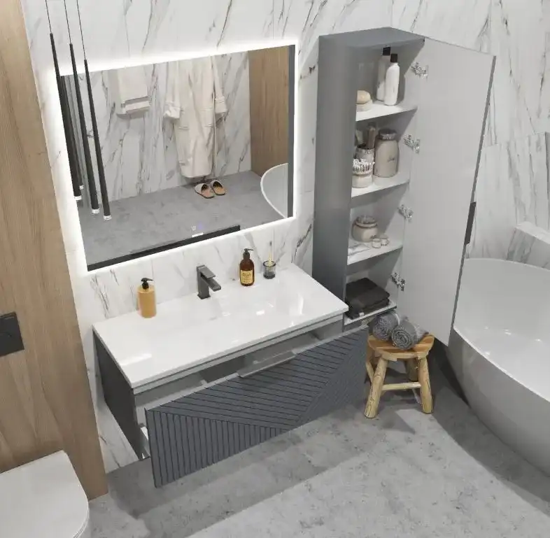 Тумба под раковину Grossman Блисс 100 подвесная, графит матовый (1010048) фото 4