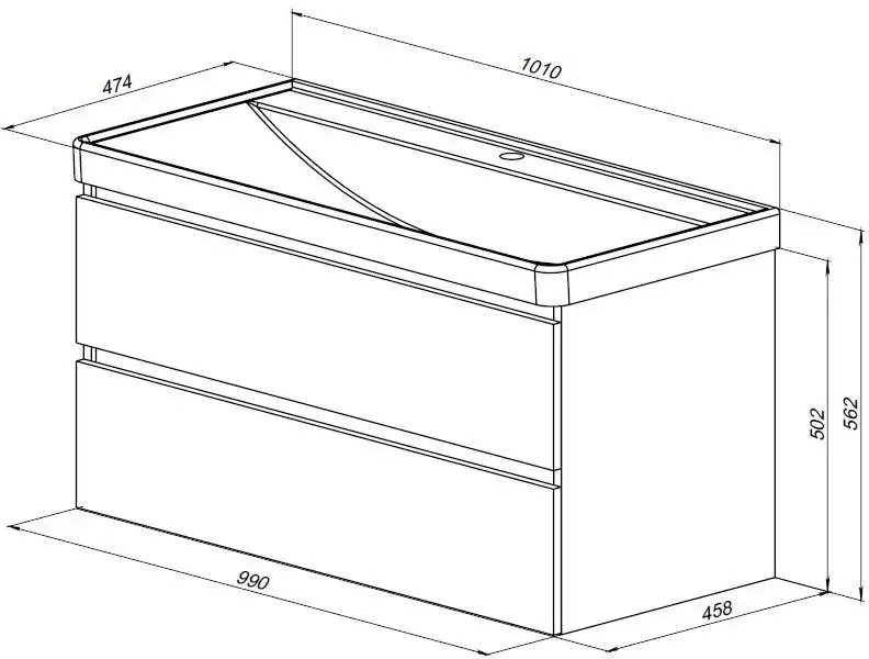 Тумба под раковину Aquanet Вега 2.0 100 маренго, подвесная, 337945 фото 2